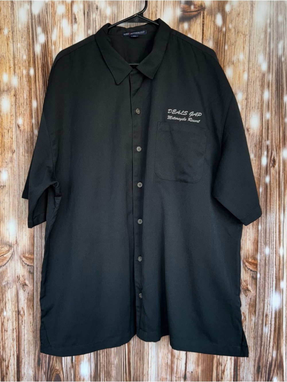 Deals Gap Motorcycle Resort Black Collared Button Up